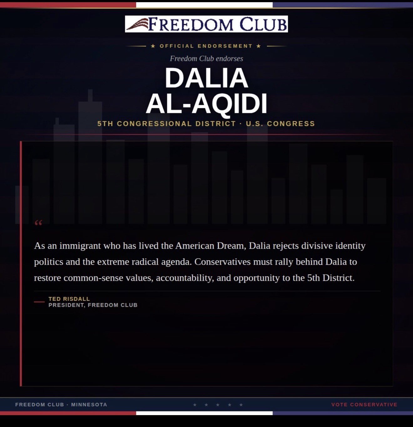 The Freedom Club Endorses Dalia Al-Aqidi For U.S. Congress